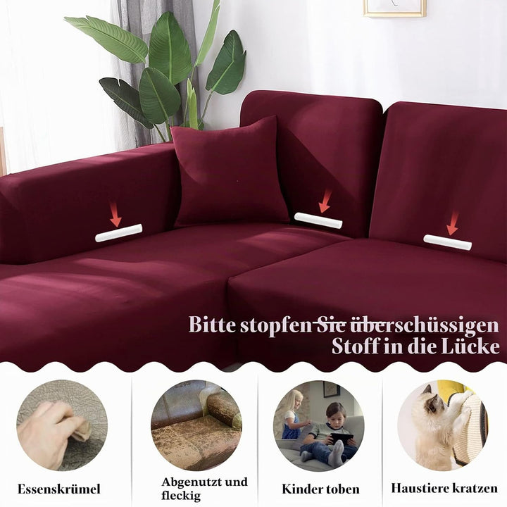 Jaotto Sofa Überwürfe Sofabezug Elastische Spandex Stretch Sofabezüge Couchbezug für L-Form Sofa Uni