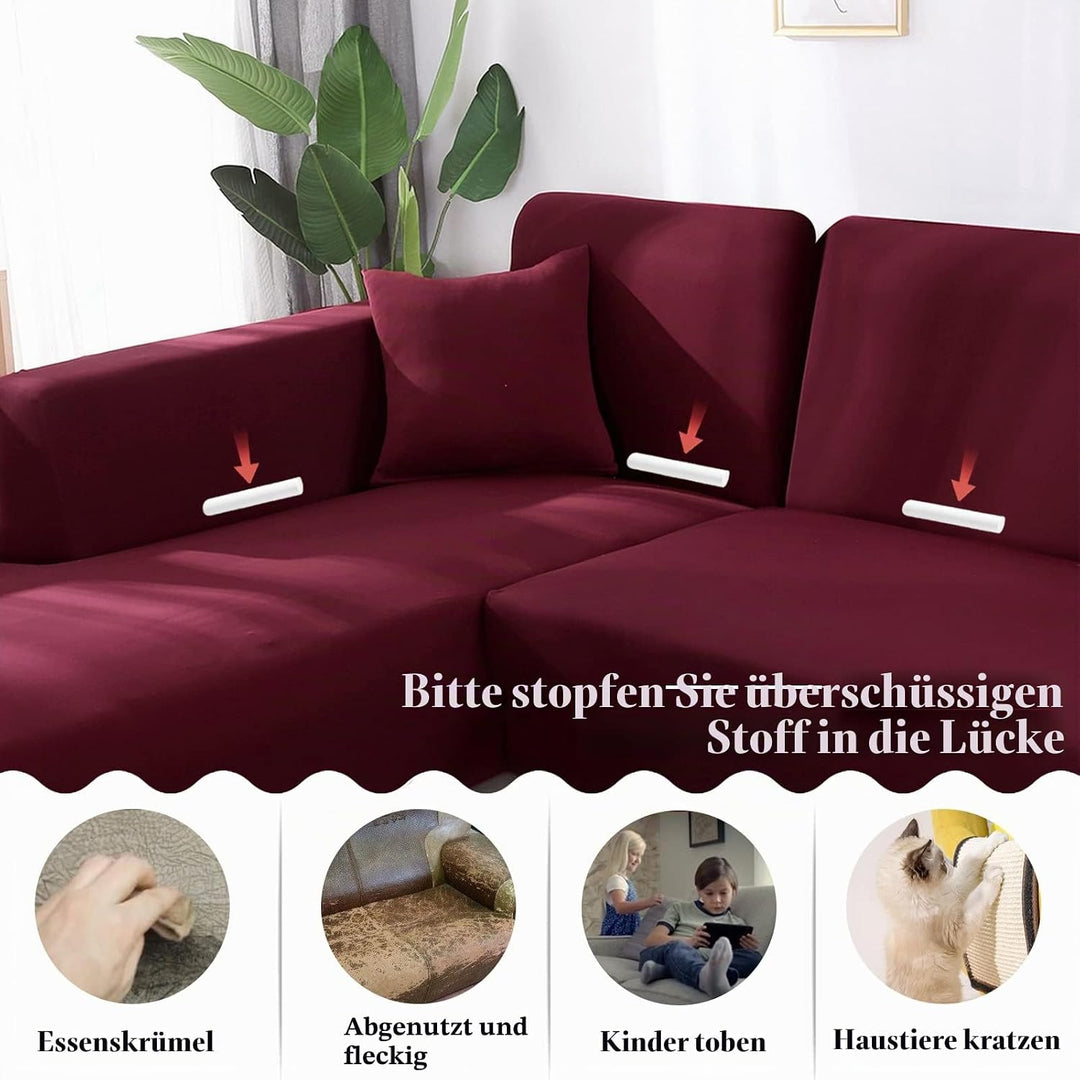 Jaotto Sofa Überwürfe Sofabezug Elastische Spandex Stretch Sofabezüge Couchbezug für L-Form Sofa Uni