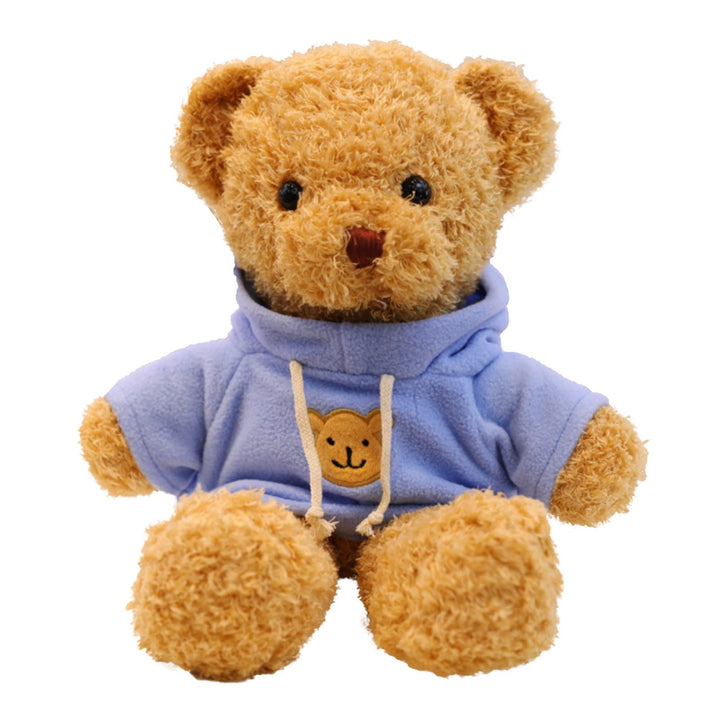 Teddybär Weiches Fell Teddybär mit Kapuze Tatzendruck Plüschtier Kuscheltier Stofftier Geschenk (Blu