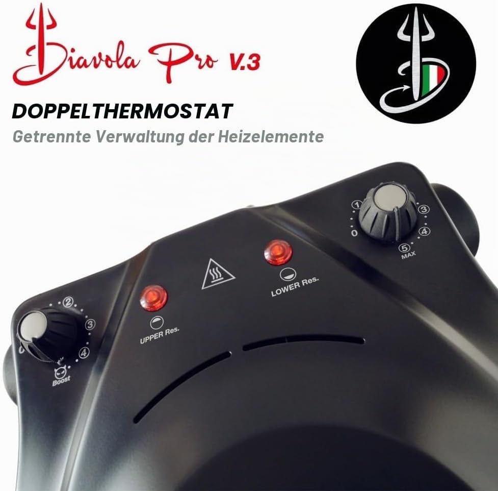 Elektrischer Pizzaofen DIAVOLA PRO V 3.0 + Keks für hohe Leistung – 100% Design und Patent Made in I