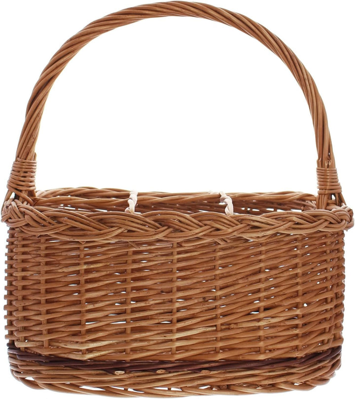 Dekoleidenschaft Flaschenkorb aus Weide “Rustico” für 6 Flaschen, Transportkorb, Flaschenträger, Fla