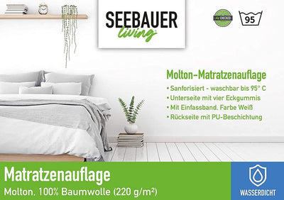 SEEBAUER Living® | Molton-Matratzenauflage Wasserdicht | Premium-Matratzenschutz mit PU-Beschichtung
