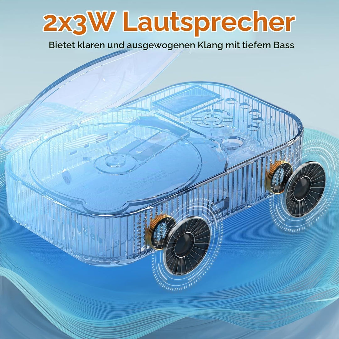 MONODEAL CD Player Tragbar, Tragbarer CD Player mit Zwei Stereo Lautsprechern und Bluetooth &amp; Radio,