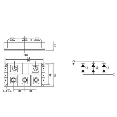 MDS 300A 1600V Gleichrichter Brücke 5 Klemmen 3 Phase AC zu DC High Power Rectifier Harz verpackt Gl