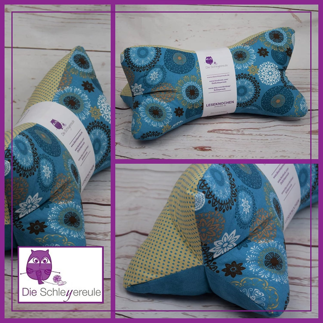 Leseknochen Nackenkissen Handmade in Deutschland, ergonomisch und waschbar, als Nackenrolle, Lesekis