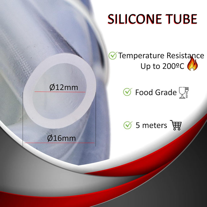 Silikonschläuche 16mm Dext x 12mm Dint,transparent gummischlauch/Schläuche rohr/Hochtemperatur-Silik
