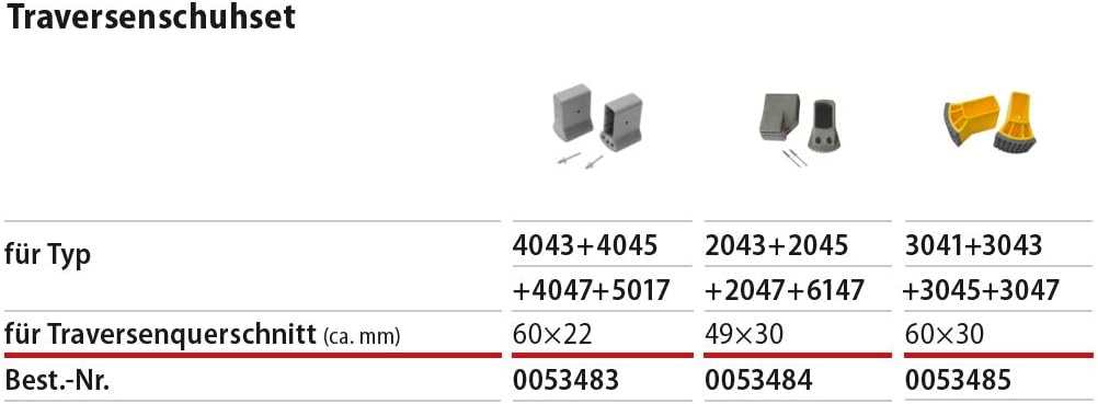 Hymer Traversenschuhset für 3041,3043 ebenso für 3045,3047
