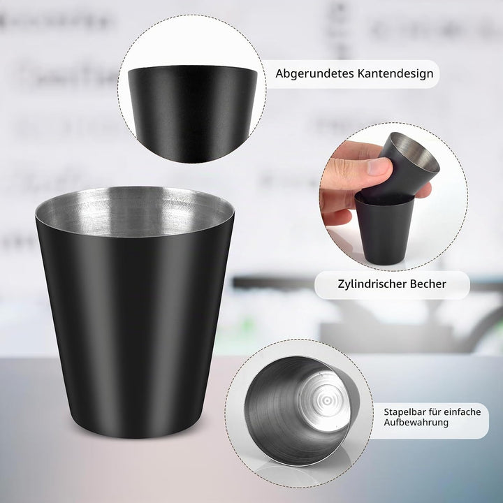 12 Stück 30ml Shot Becher schnapsglas Schnapsbecher Edelstahl Schnapsgläser Set Schwarz Flachmann Tr
