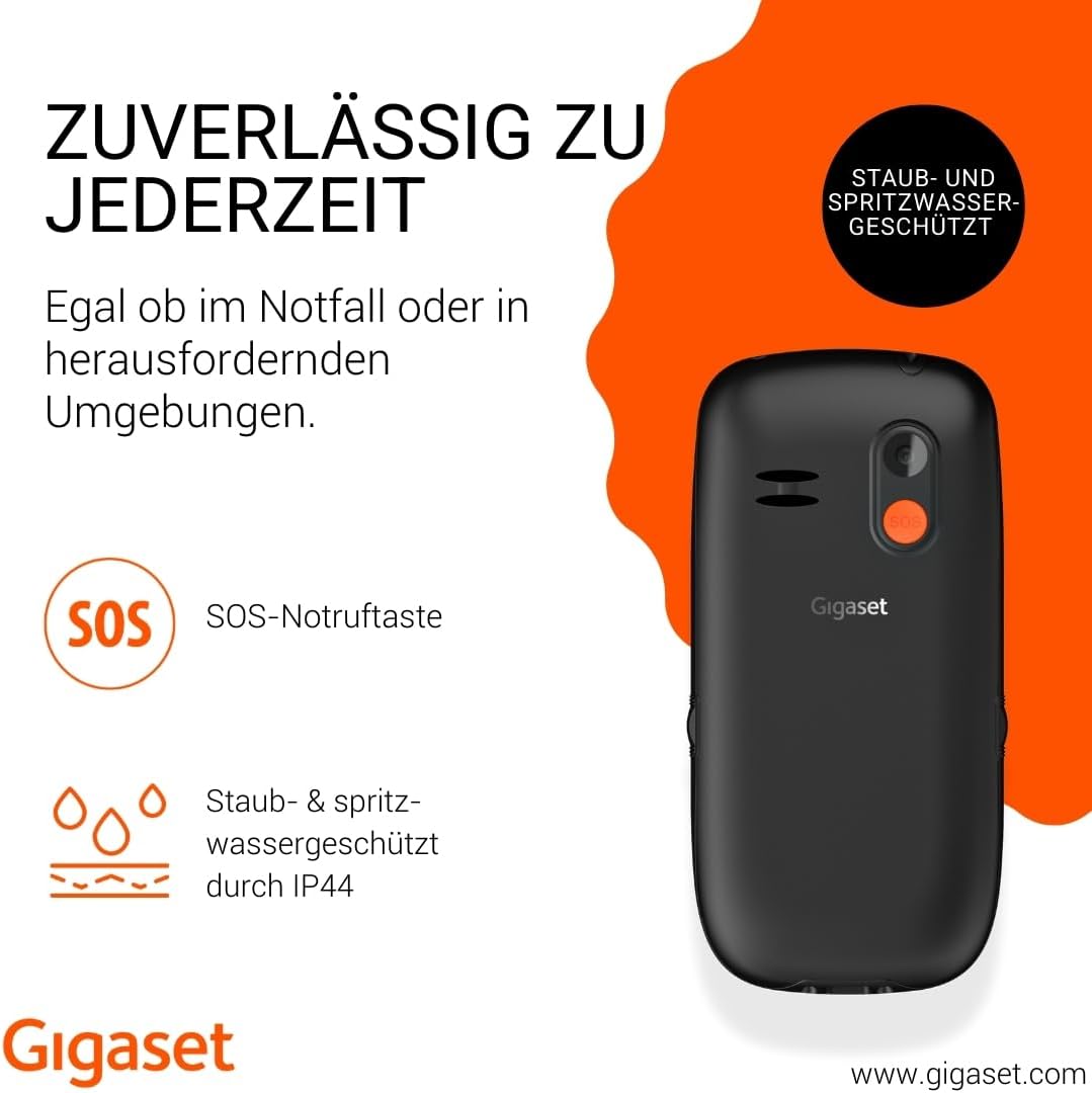 Gigaset GL395 Mobiltelefon – einfache Bedienung für Senioren, grosse Tasten & SOS-Notruftaste – Stau