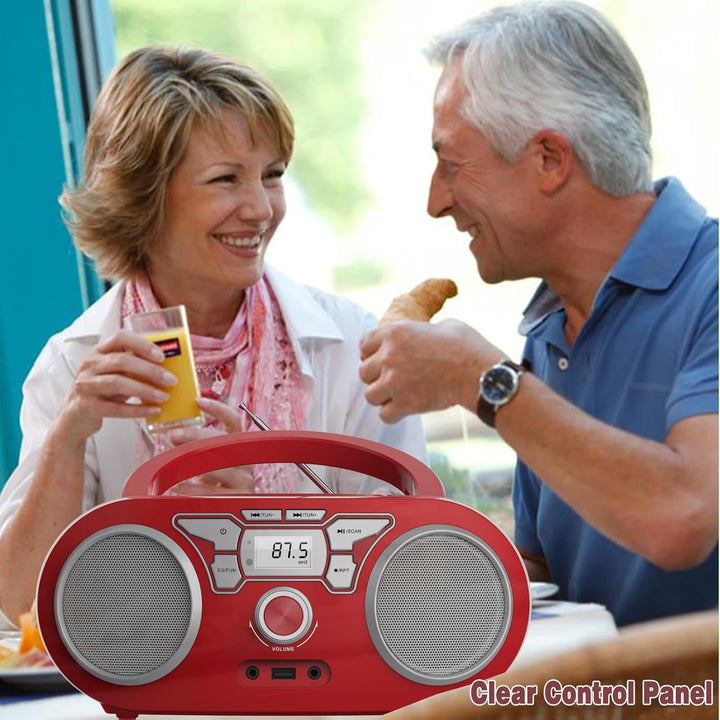 Tragbares Radio – mit CD-Player, Bluetooth Boombox, UKW-Radio, Fernbedienung, USB/AUX-Eingang, Kopfh