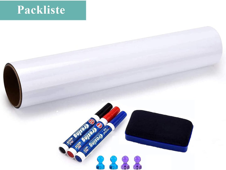 Warasee Whiteboard Magnetisch Folie, 40 * 90cm Magnettafel Selbstklebend, Magnetfolie Weiss Abwischb