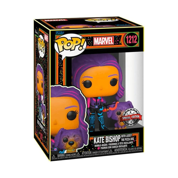 Funko POP! & Buddy: Marvel - Hawkeye - Kate Bishop Mit Lucky The Pizza Dog - (Blacklight) - Ms. Marv