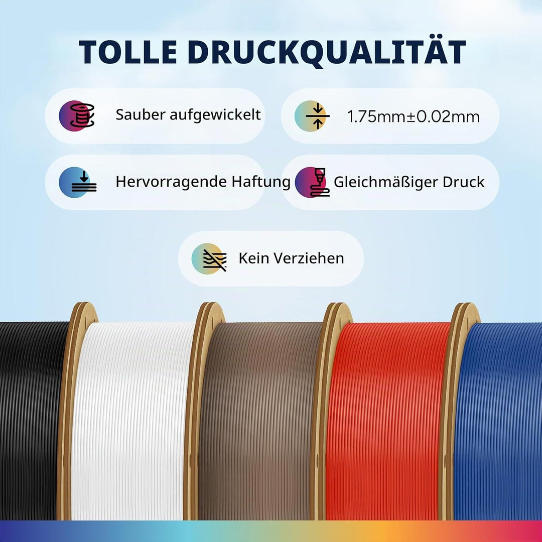 OVERTURE ASA Filament 1.75mm, Spule 1kg (2.2lbs), Massgenauigkeit +/- 0.03 mm, für 3D Drucker (Braun