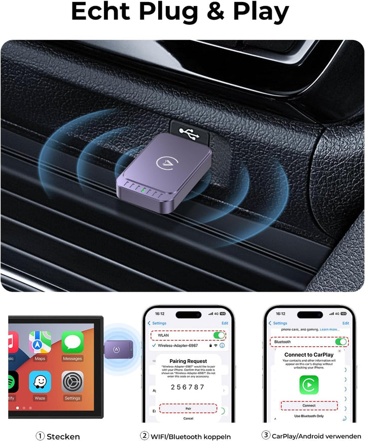 Carplay Wireless Adapter Android-Auto Wireless Adapter: 2 in 1 Wireless Konvertieren Wired Android A