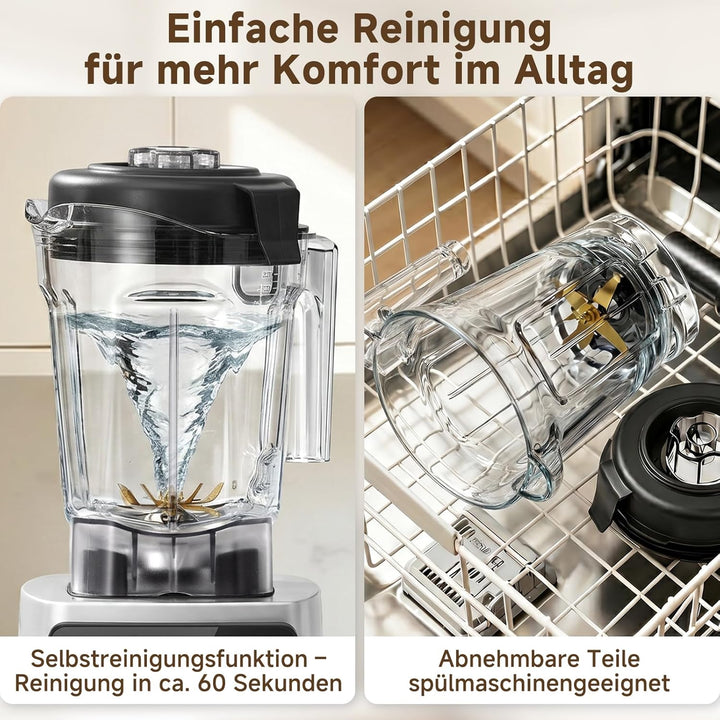 AMZCHEF Smoothie Maker 1800W Standmixer Blender, Hochleistungsmixer mit 2L Tritan-Behälter (BPA-frei