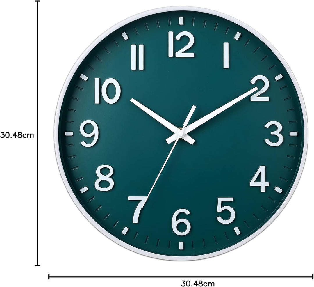 HZDHCLH 30cm Lautlos Wanduhr Schleichende Sekunde mit Arabisch Ziffer ohne Ticken für Dekoration Woh