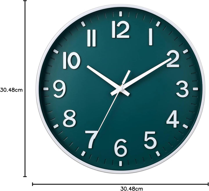 HZDHCLH 30cm Lautlos Wanduhr Schleichende Sekunde mit Arabisch Ziffer ohne Ticken für Dekoration Woh