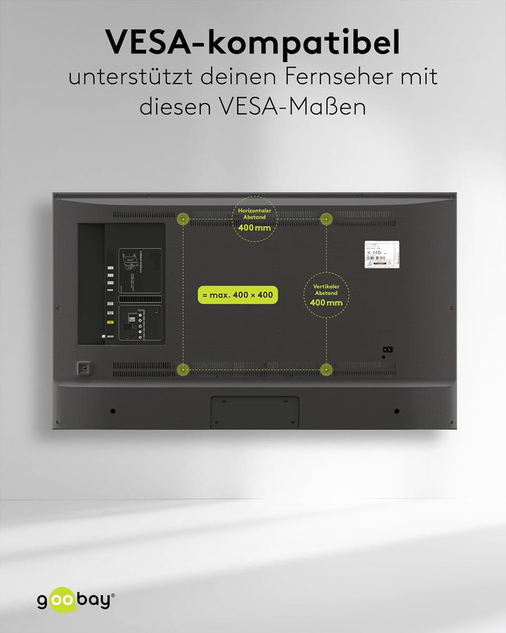 TV-Deckenhalterung für 37–75 Zoll, VESA 400x400, schwenkbar, neigbar, 50 kg | Pulverbeschichteter St