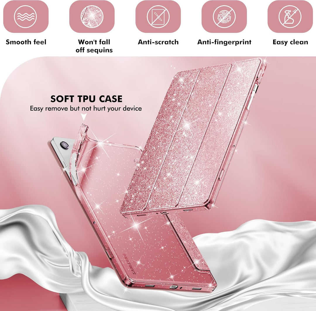 INFILAND Hülle für Samsung Galaxy Tab A11+/A9+11 Zoll (2023/2025),Glitzernde Schutzhülle mit funkeln