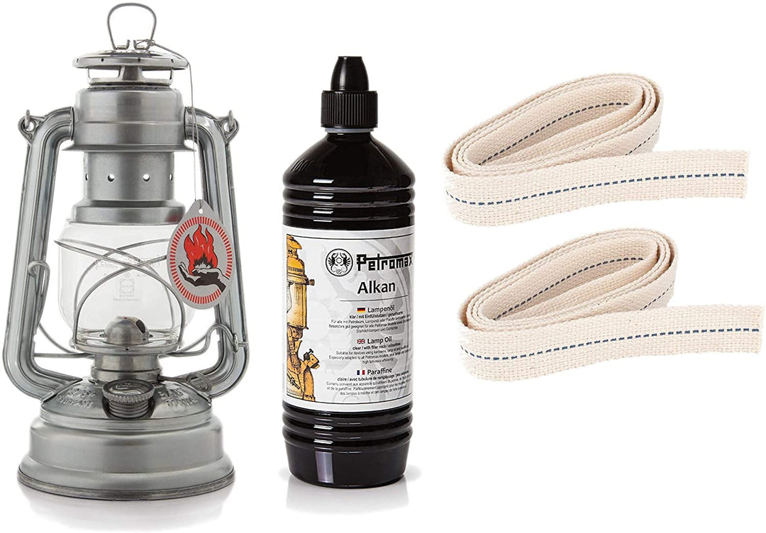Feuerhand Starter-Set Sturmlaterne Baby Special 276 Set mit 1 Liter Alkan und 2 Ersatz-Dochten (Verz