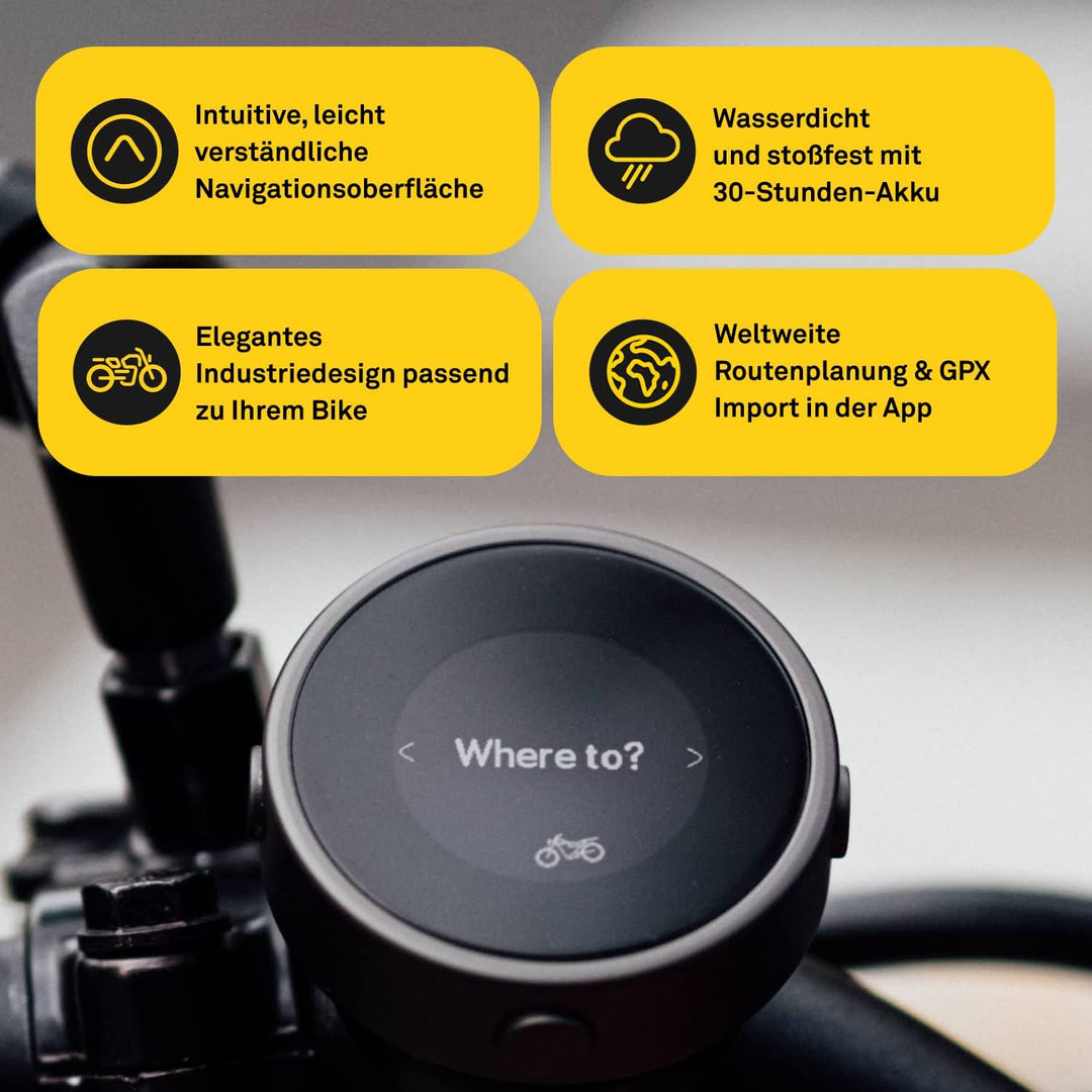 BEELINE Motorrad Navi GPS Computer - Metallgrau I Weltweite Routenplanung I Wetterfest & 30 h Akkula