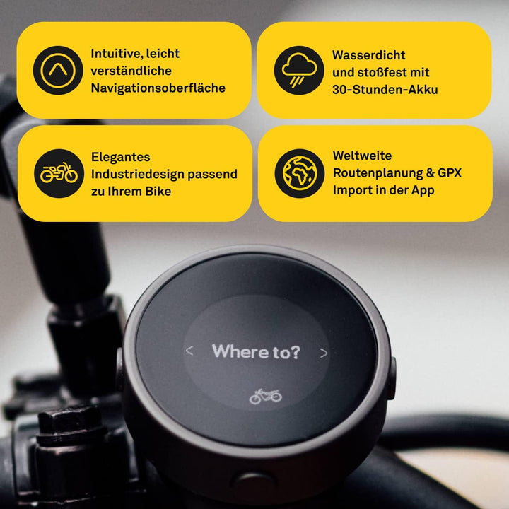 BEELINE Motorrad Navi GPS Computer - Metallgrau I Weltweite Routenplanung I Wetterfest & 30 h Akkula