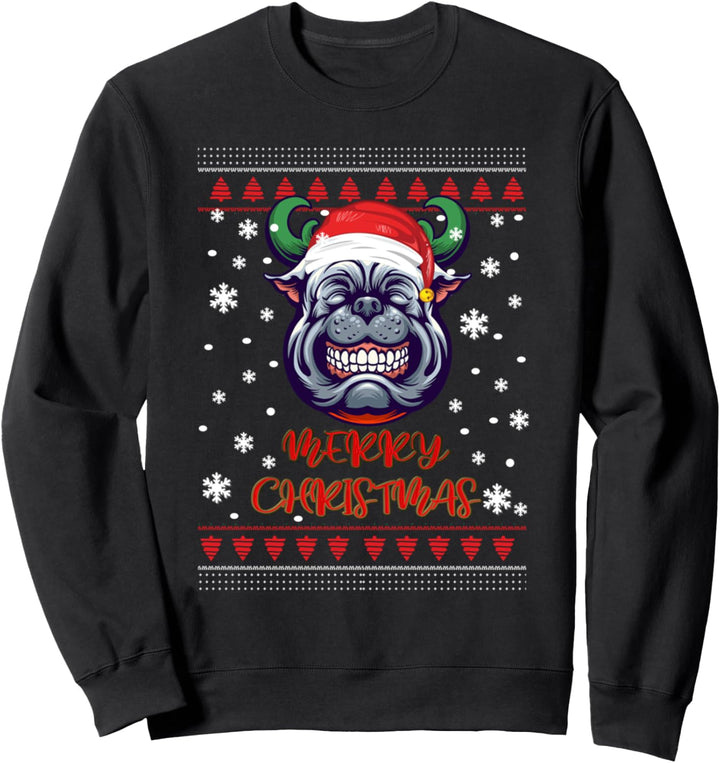 Santa Hat Französische Englische Bulldogge Hässlicher Sweatshirt