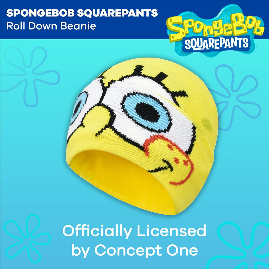 Concept One Unisex-Erwachsene Spongebob Roll Down Cuff Beanie-Mütze, gelb, Einheitsgrösse