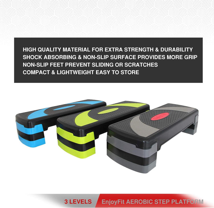 EnjoyFit Aerobic Steppbrett XL Premium Extra Gross Inkl. 3-Fach Höhenverstellbarer Stepper, 78 x 30