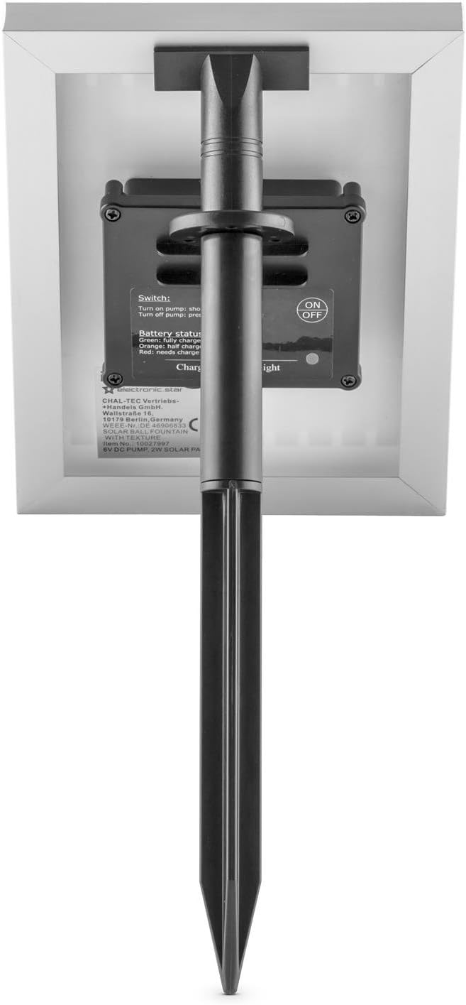 blumfeldt Schönbrunn - Springbrunnen, Gartenbrunnen, Wasserspiel, Kugelbrunnen, Solar, 8 St. Akku-Be