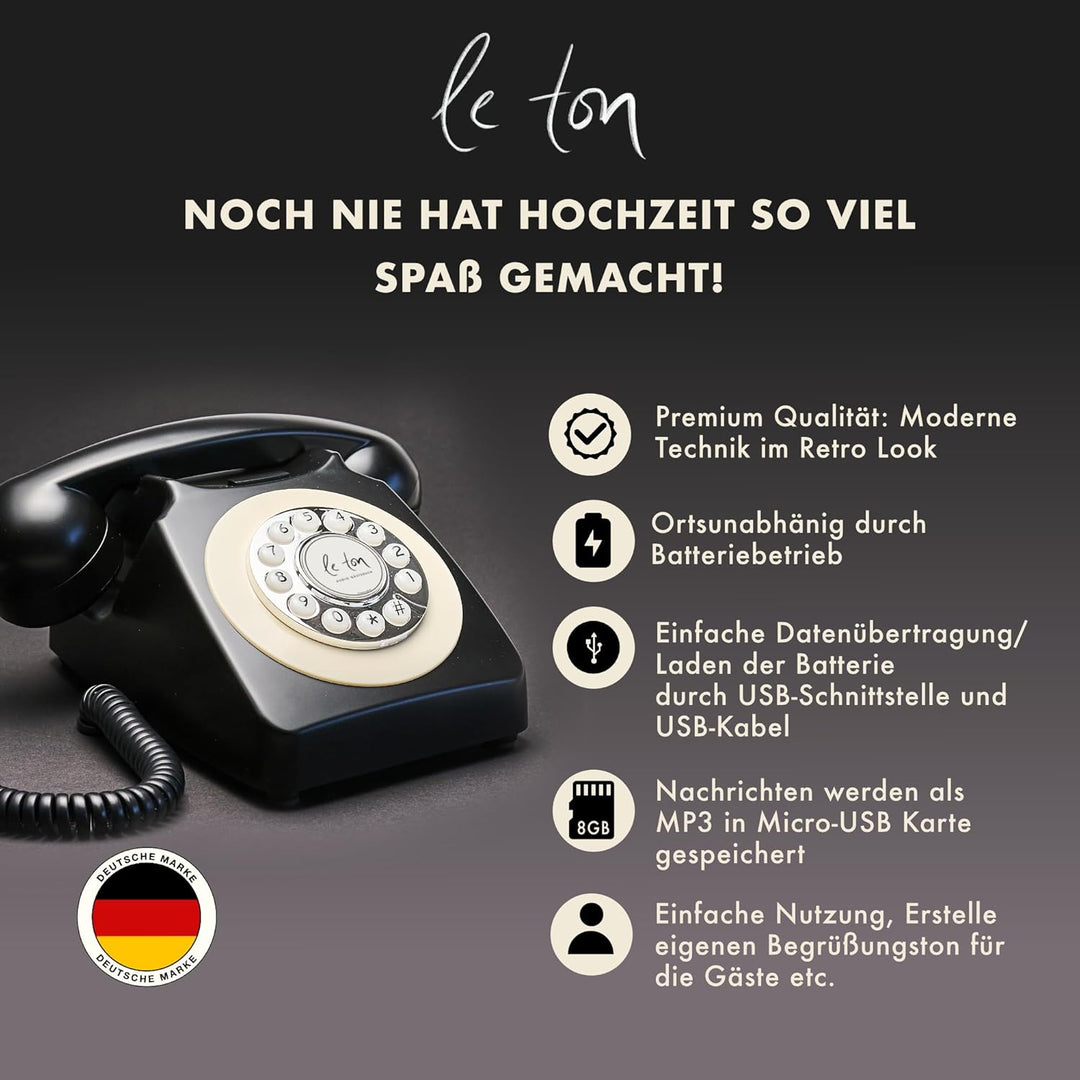 Le Ton Audio Gästebuch Telefon für Hochzeiten und Events, Gästetelefon Hochzeitstelefon Audio Guest