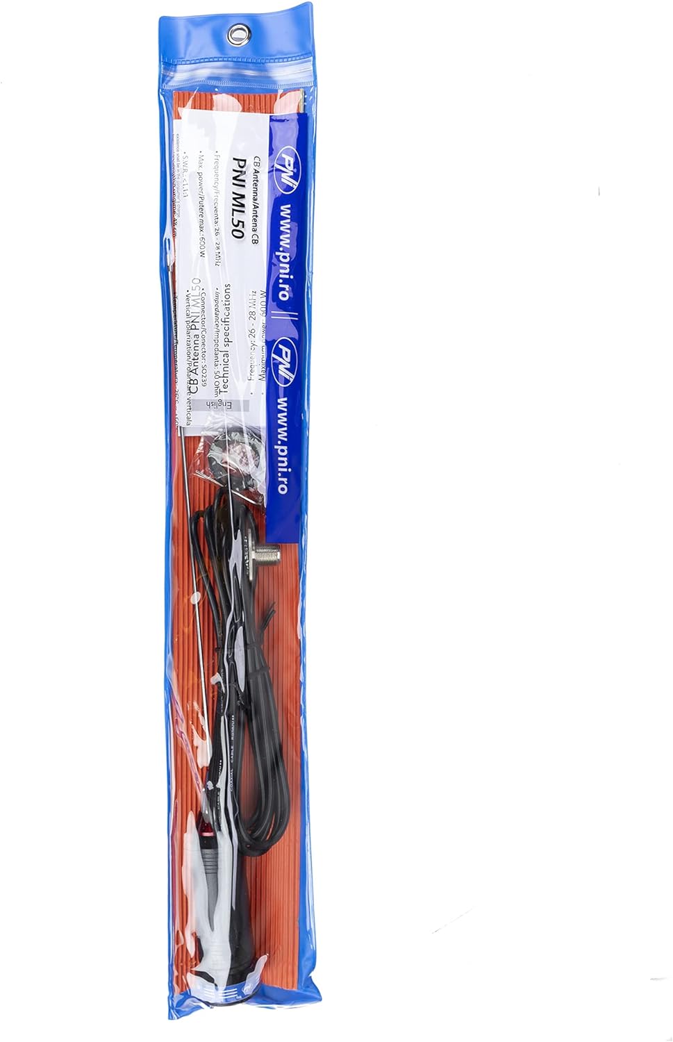 CB PNI ML50 Antenne, Länge 48cm, 26-28MHz, 600W mit RG58 Anschlusskabel 3,5 Meter, ohne PL259 Stecke