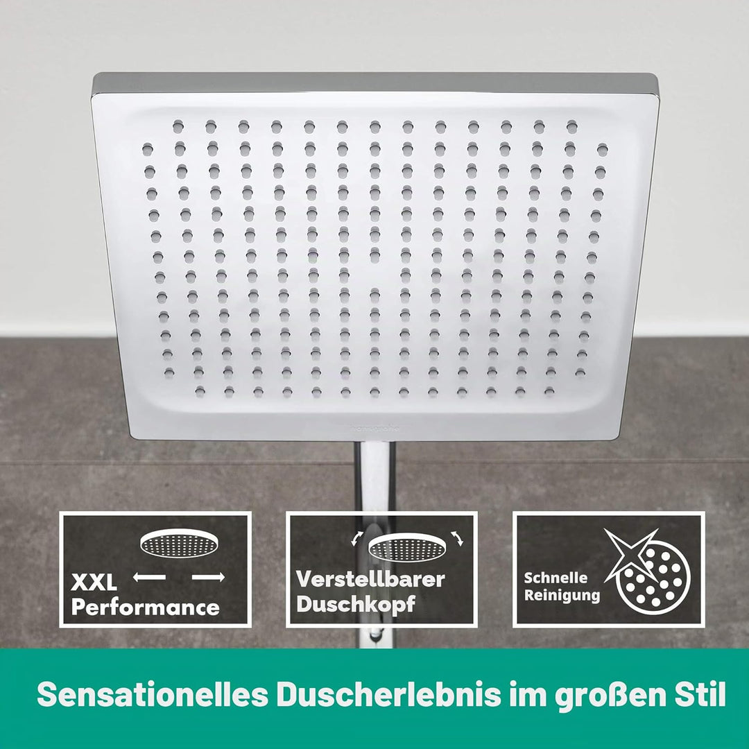 hansgrohe Crometta E - Duschsystem mit Thermostat, Regendusche (240 x 240 mm) mit Armatur, Handbraus