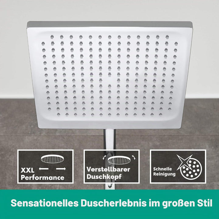 hansgrohe Crometta E - Duschsystem mit Thermostat, Regendusche (240 x 240 mm) mit Armatur, Handbraus