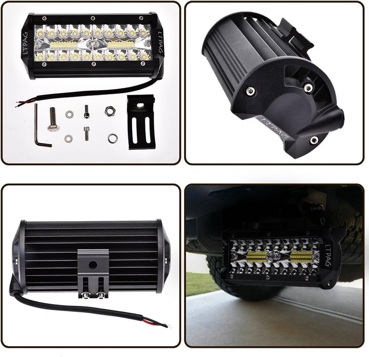 LTPAG LED Zusatzscheinwerfer, 7 Zoll LED 240W Arbeitsscheinwerfer 24000LM 6000K IP68 Wasserdicht Flu
