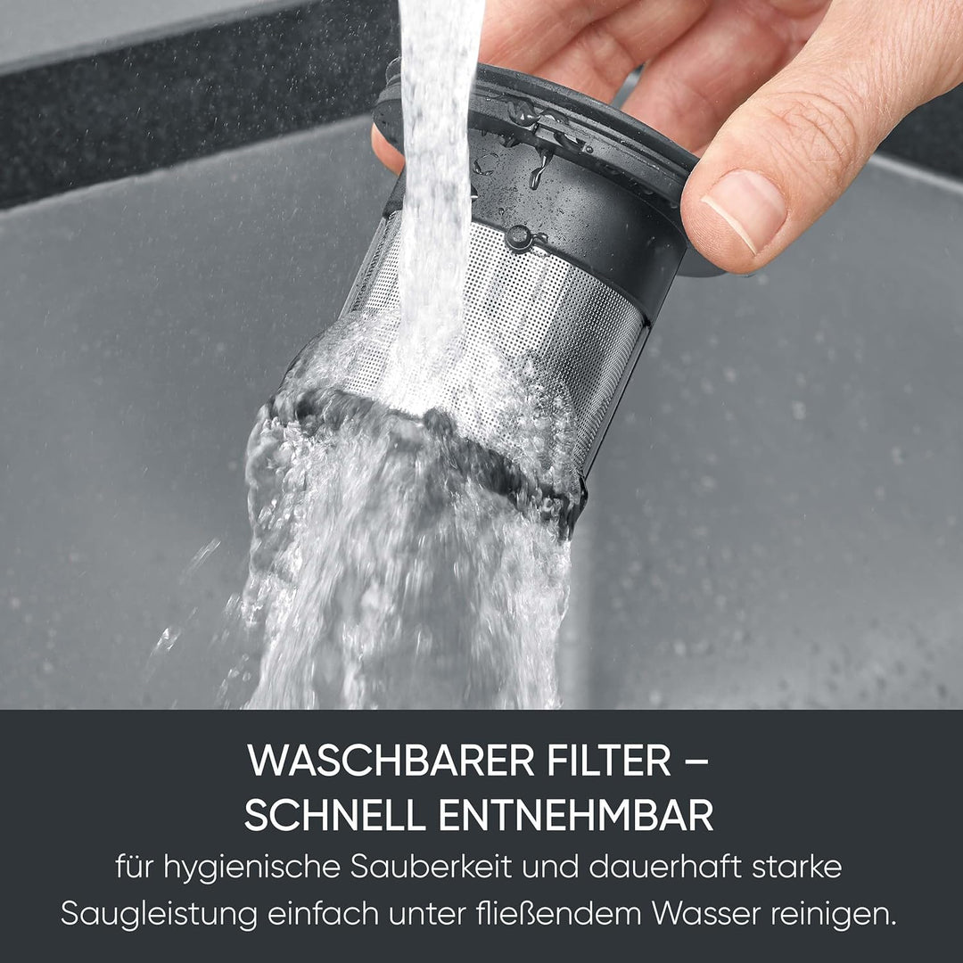 Severin 3-in-1 Handstaubsauger Akku, schlankes Design, bis zu 25 Minuten Laufzeit, 275 ml, Nass- & T