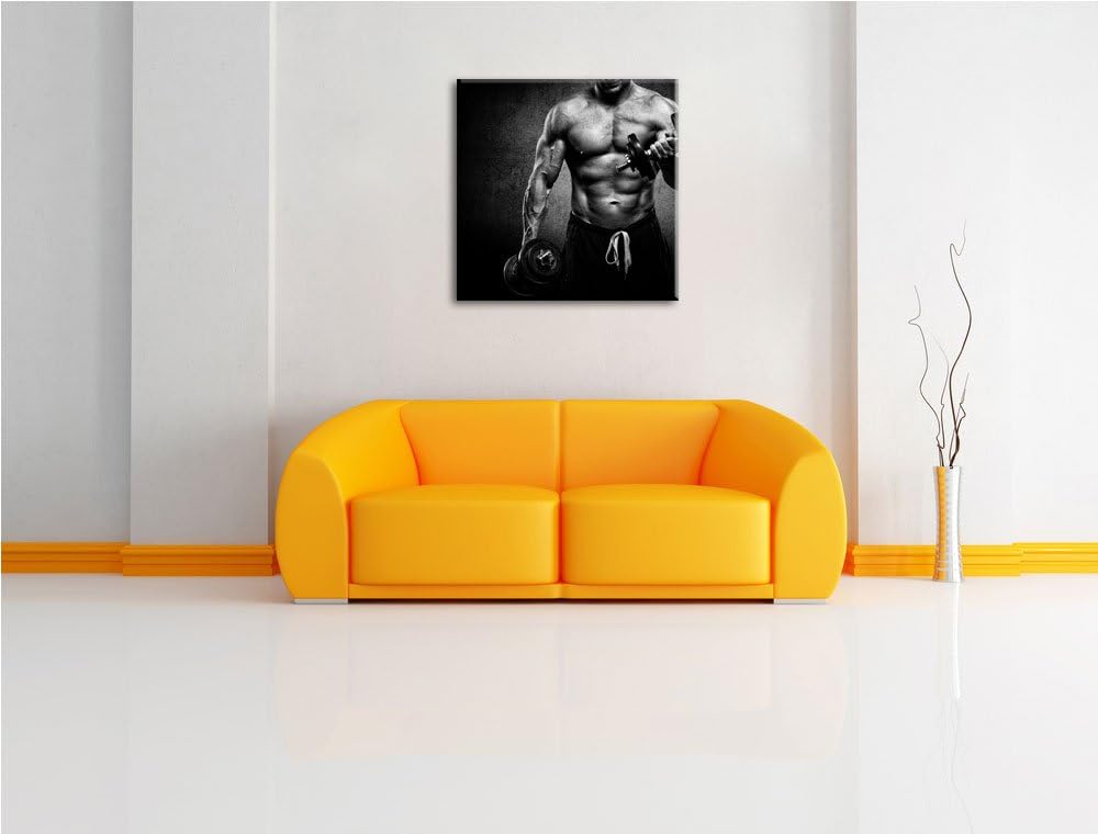 Pixxprint Trainierender Bodybuilder als Leinwandbild/Grösse: 70x70 cm/Wandbild/Kunstdruck/fertig bes