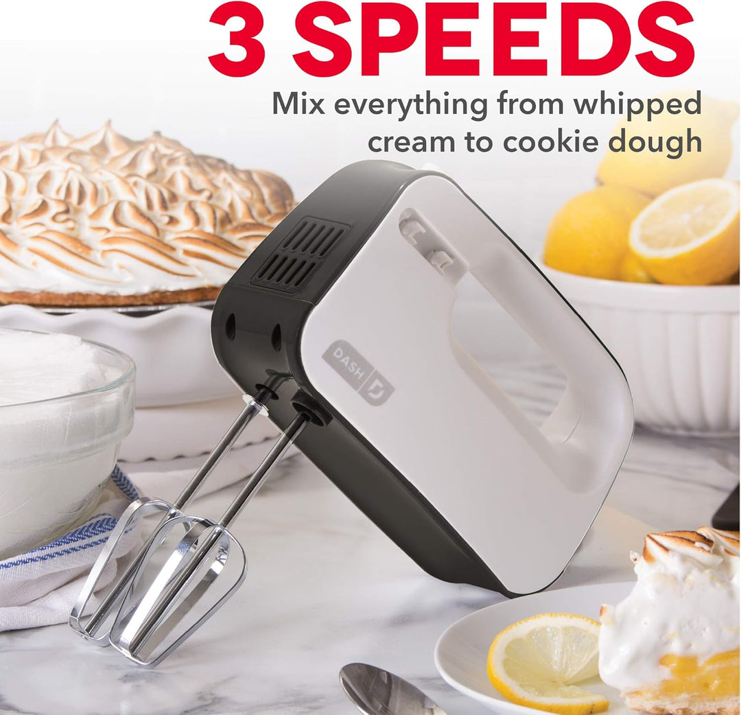 Dash SHM01DSRD Easy Store Handmixer, Rot 3 Speed weiss, Weiss