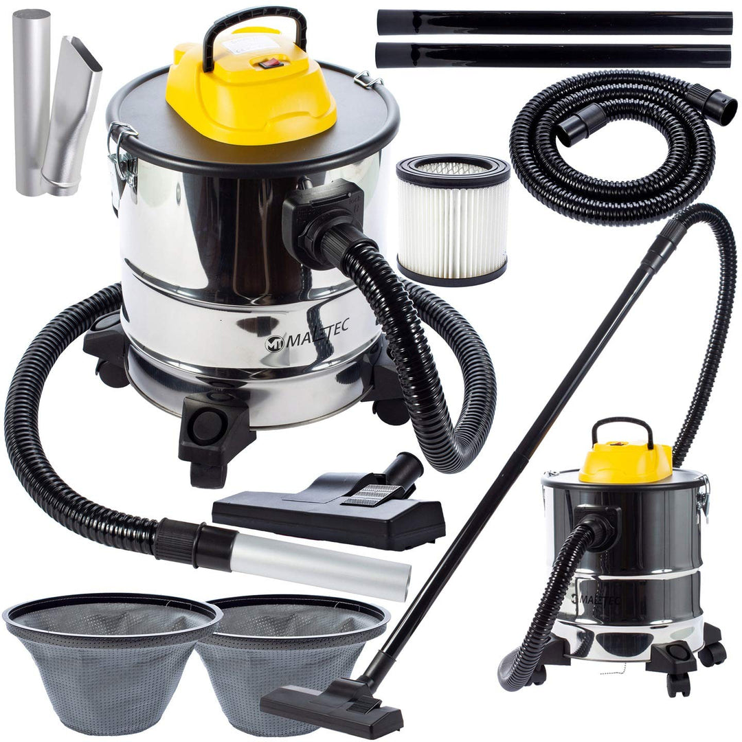 MalTec TurboVac ML2500-ASH-INDUSTRIAL, Kaminsauger, Edelstahl Plastik, Silber Gelb