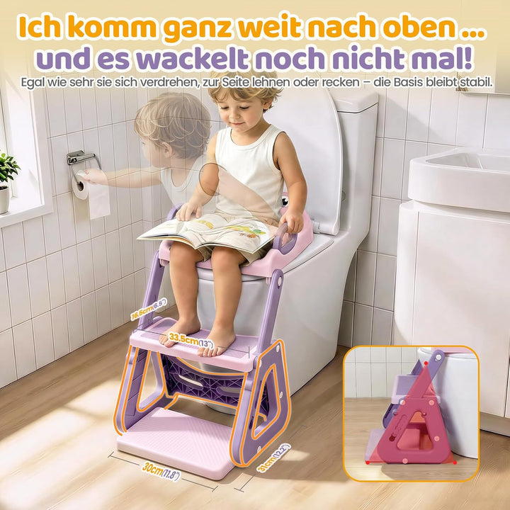 Orzbow Kinder Toilettensitz, Stabil Toilettensitz Kinder mit Treppe und Dreiecksstruktur, Verlängert
