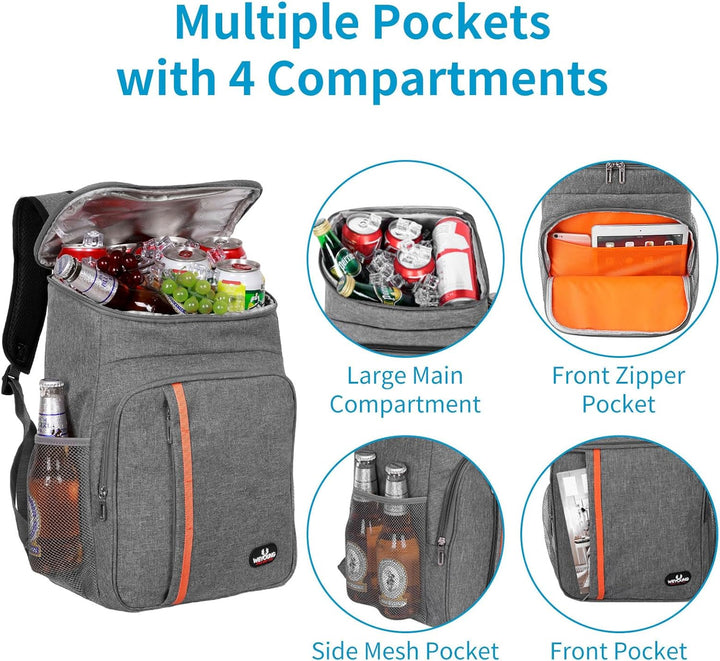 HEQUN 23L Kühlrucksack Thermo Rucksack Picknickrucksack Kühltasche Gross Isoliert Cooler Bag Perfekt