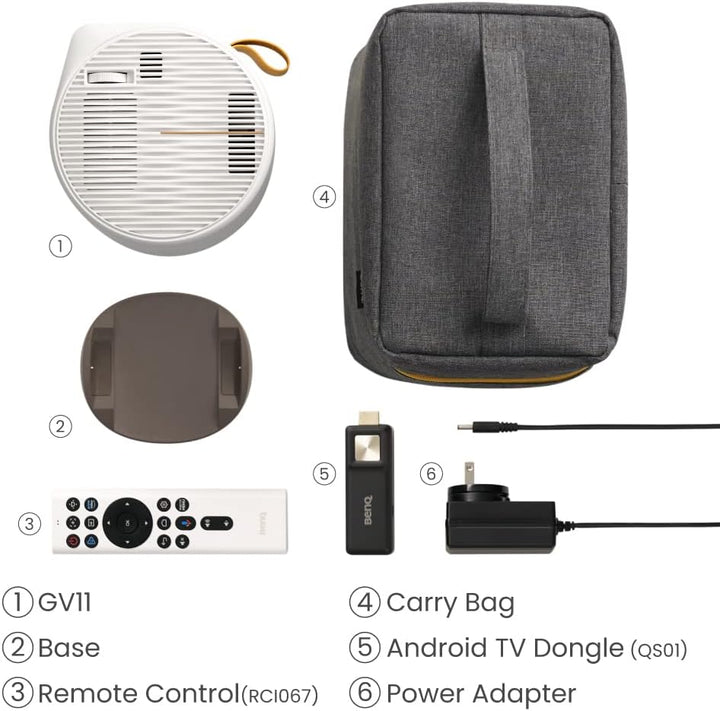 BenQ GV11 Mini Beamer, 135° Projektionswinkel an die Decke, 270˚ Bass-Erweiterung, Google Android TV