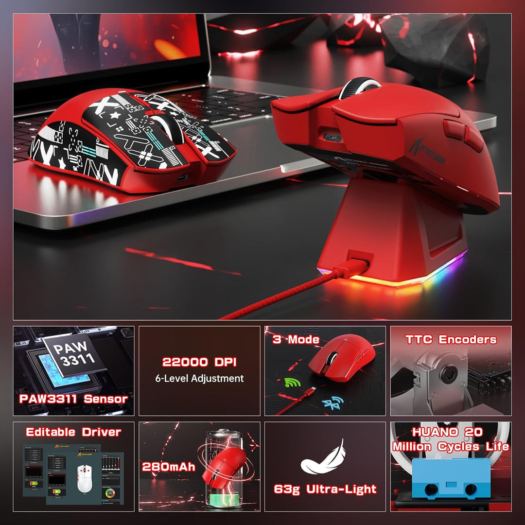 MAMBASNAKE × Attack Shark kabellose Tastatur und Maus mit magnetschaltern, 8-kHz-Rapid-Trigger-Tasta