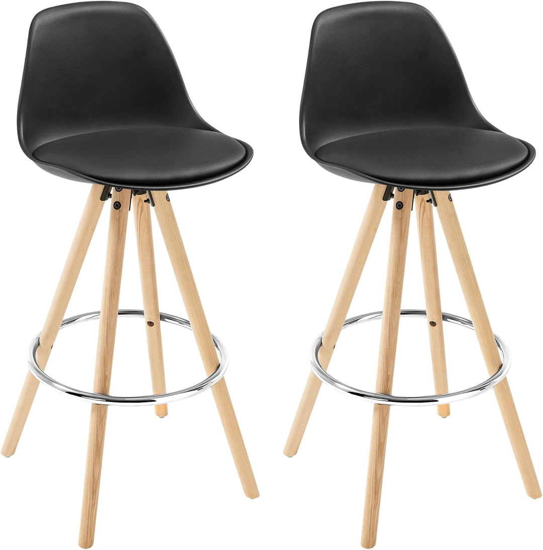 WOLTU Barhocker 2er Set Barstuhl aus Kunststoff Holzgestell mit Lehne + Fussstütze Design Stuhl Küch