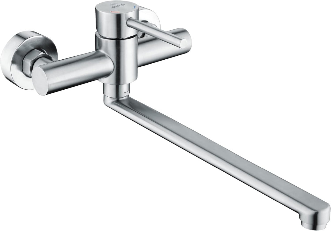 DURO Küchenarmatur Acero, aus Gebürstetem Edelstahl ohne Stopfen, Wassersparend, Einhebel-Zweiloch-W