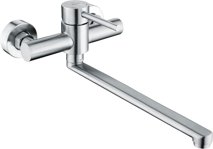 DURO Küchenarmatur Acero, aus Gebürstetem Edelstahl ohne Stopfen, Wassersparend, Einhebel-Zweiloch-W