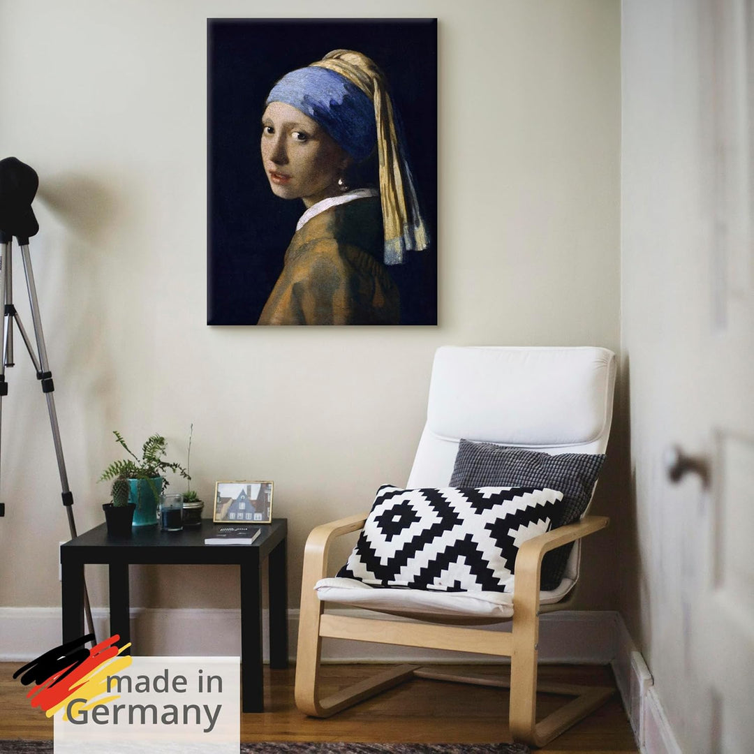 ARTland Leinwandbild Wandbild Bild auf Leinwand 60x80 cm Wanddeko Portrait Frau Schmuck Perlen Das M