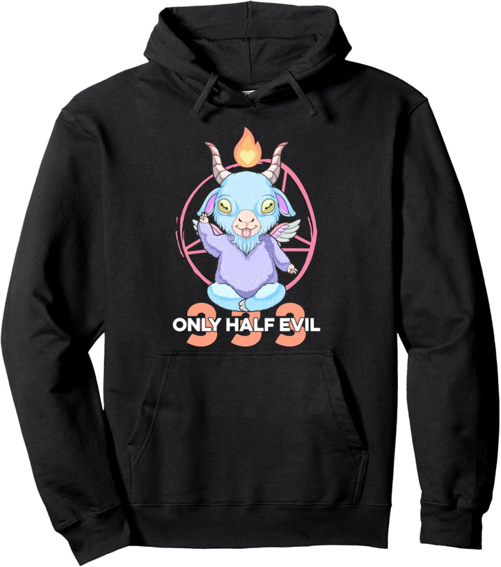 Pastel Goth 333 Baphomet Only Half Evil Kawaii Nu Goth Pullover Hoodie