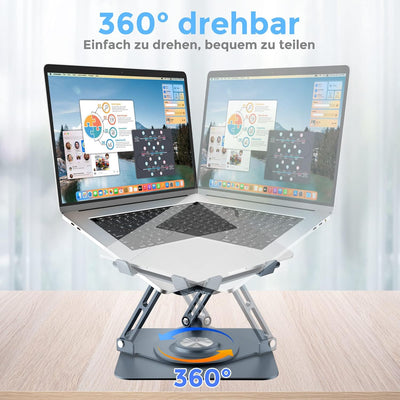 Epherie Laptop Ständer mit 360° drehbarem rundem Basis, Höhenverstellbarer ergonomischer Laptopständ