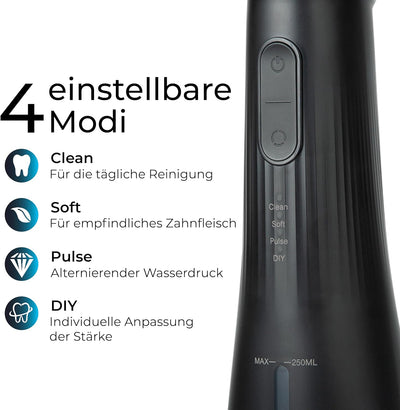 KLAMER Munddusche, Water Flosser mit 2 Aufsätzen für effektive Reinigung der Zähne und Zahnzwischenr